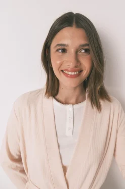 Women'secret Bata larga canalé rosa Sale