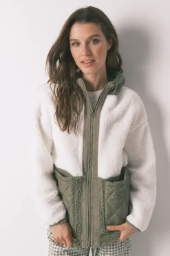 Women'secret Bata midi borreguito block verde kaki Online