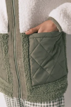 Women'secret Bata midi borreguito block verde kaki Online