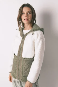 Women'secret Bata midi borreguito block verde kaki Online