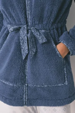 Women'secret Bata midi capucha polar lurex azul Sale