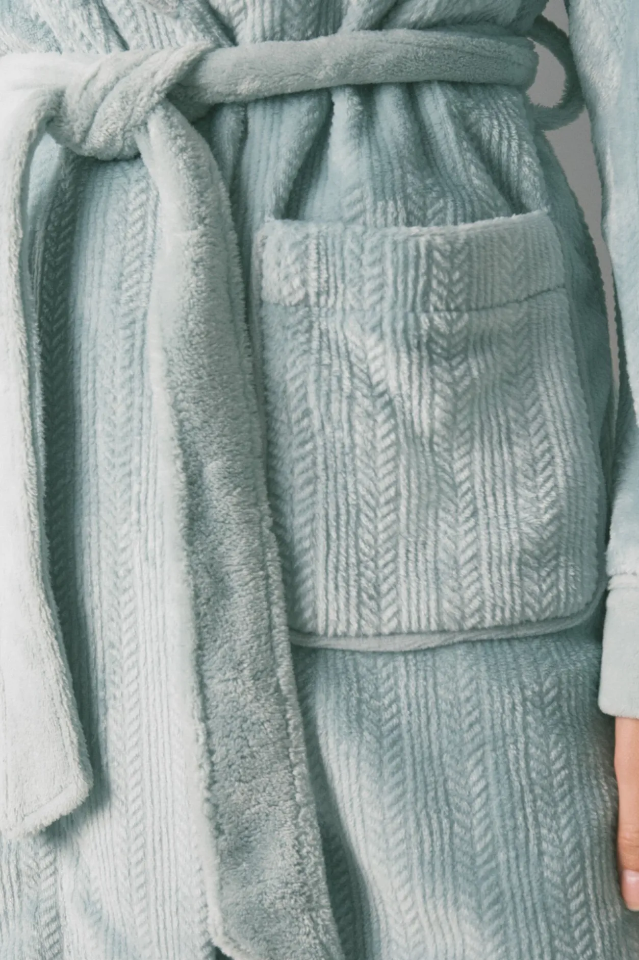 Women'secret Bata midi cruzada tejido polar azul Outlet