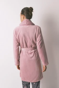 Women'secret Bata midi polar aterciopelado rosa Discount