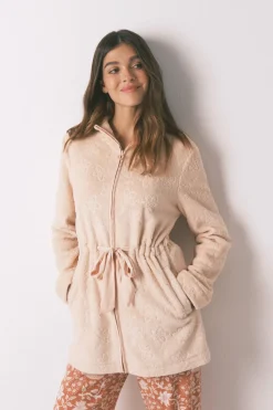 Women'secret Bata midi polar flores naranja New