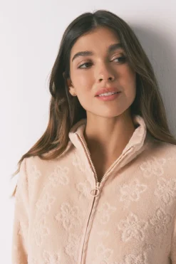 Women'secret Bata midi polar flores naranja New