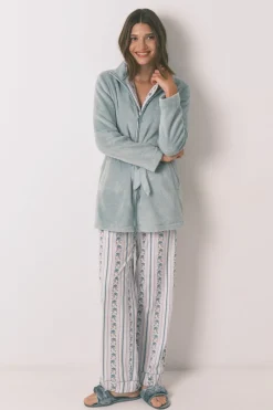 Women'secret Bata midi polar flores verde Online