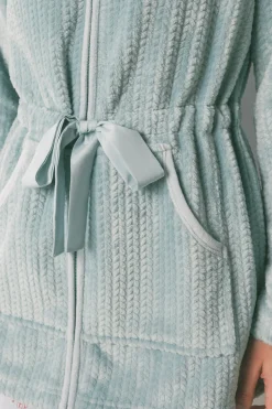 Women'secret Bata midi tejido polar verde Outlet