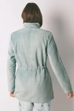 Women'secret Bata midi tejido polar verde Outlet