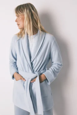 Women'secret Bata midi terciopelo brillos azul Discount