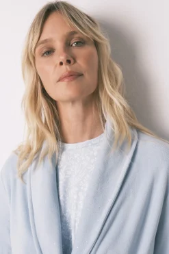 Women'secret Bata midi terciopelo brillos azul Discount