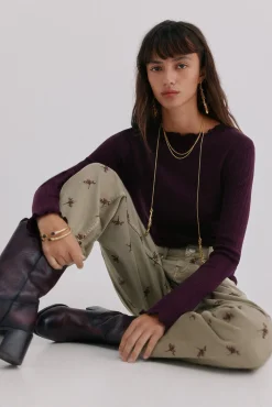 Hoss Intropia Bettina. Vaqueros bordados Verde Clearance