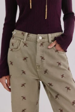 Hoss Intropia Bettina. Vaqueros bordados Verde Clearance