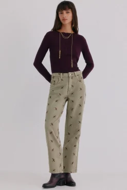 Hoss Intropia Bettina. Vaqueros bordados Verde Clearance