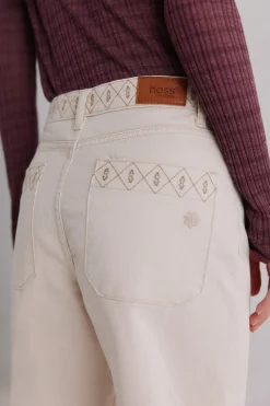 Hoss Intropia Bianca. Vaqueros bordados Marfil