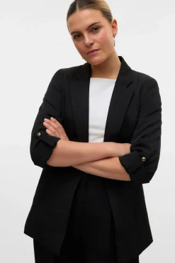 Vero Moda Blazer abierta con manga remangada Negro Discount