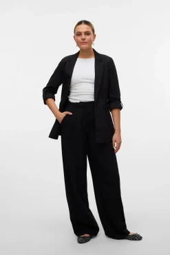 Vero Moda Blazer abierta con manga remangada Negro Discount
