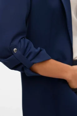 Vero Moda Blazer abierta con manga remangada Azul marino Discount