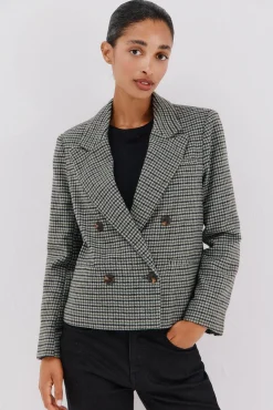 Cortefiel Blazer corta Estampado verde