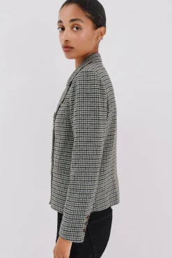 Cortefiel Blazer corta Estampado verde