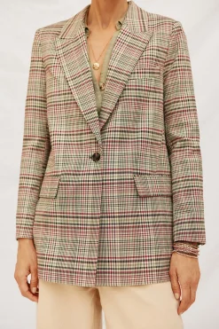 Cortefiel Blazer cuadros Estampado granate