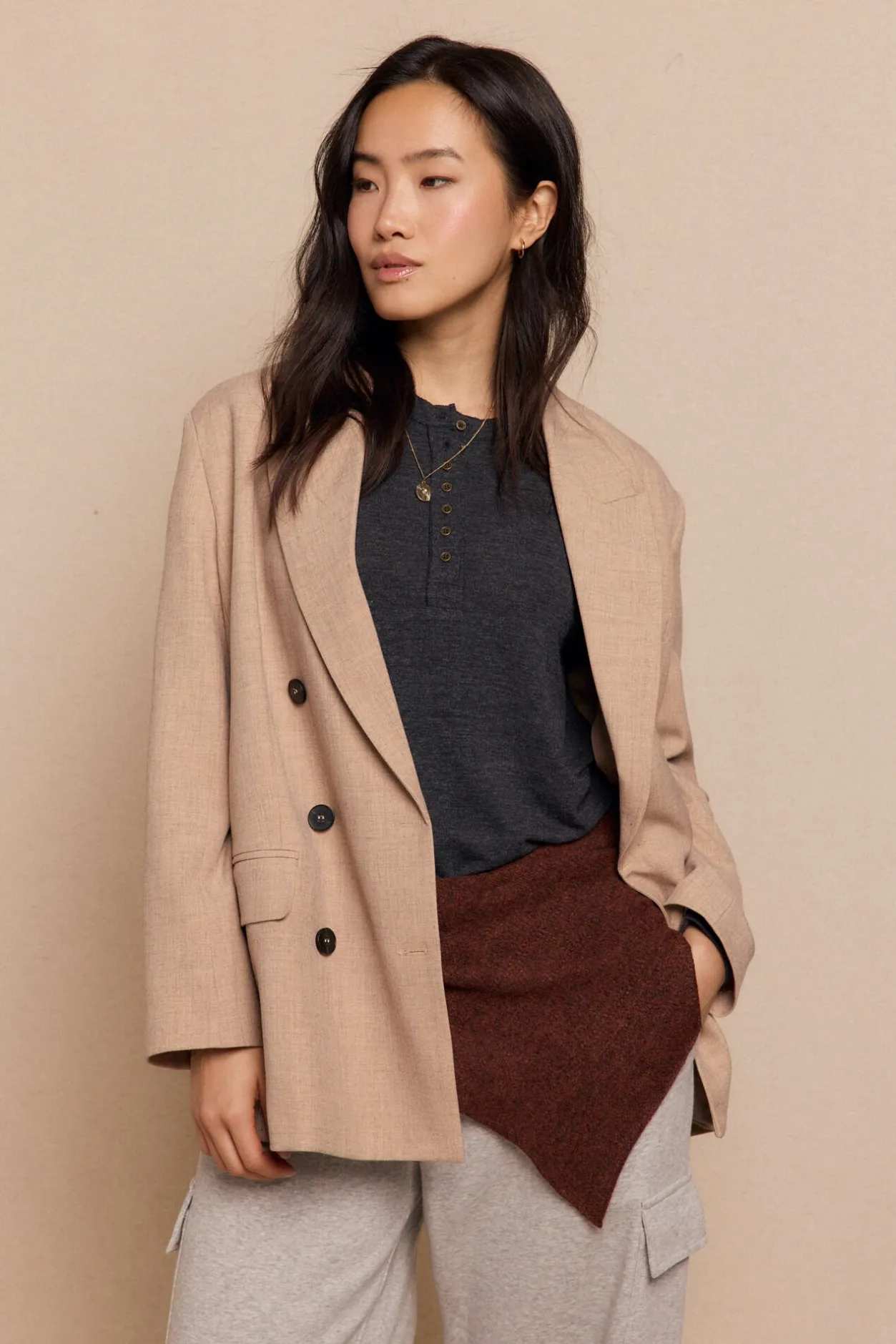 Slowlove Blazer de corte oversize Beige Sale