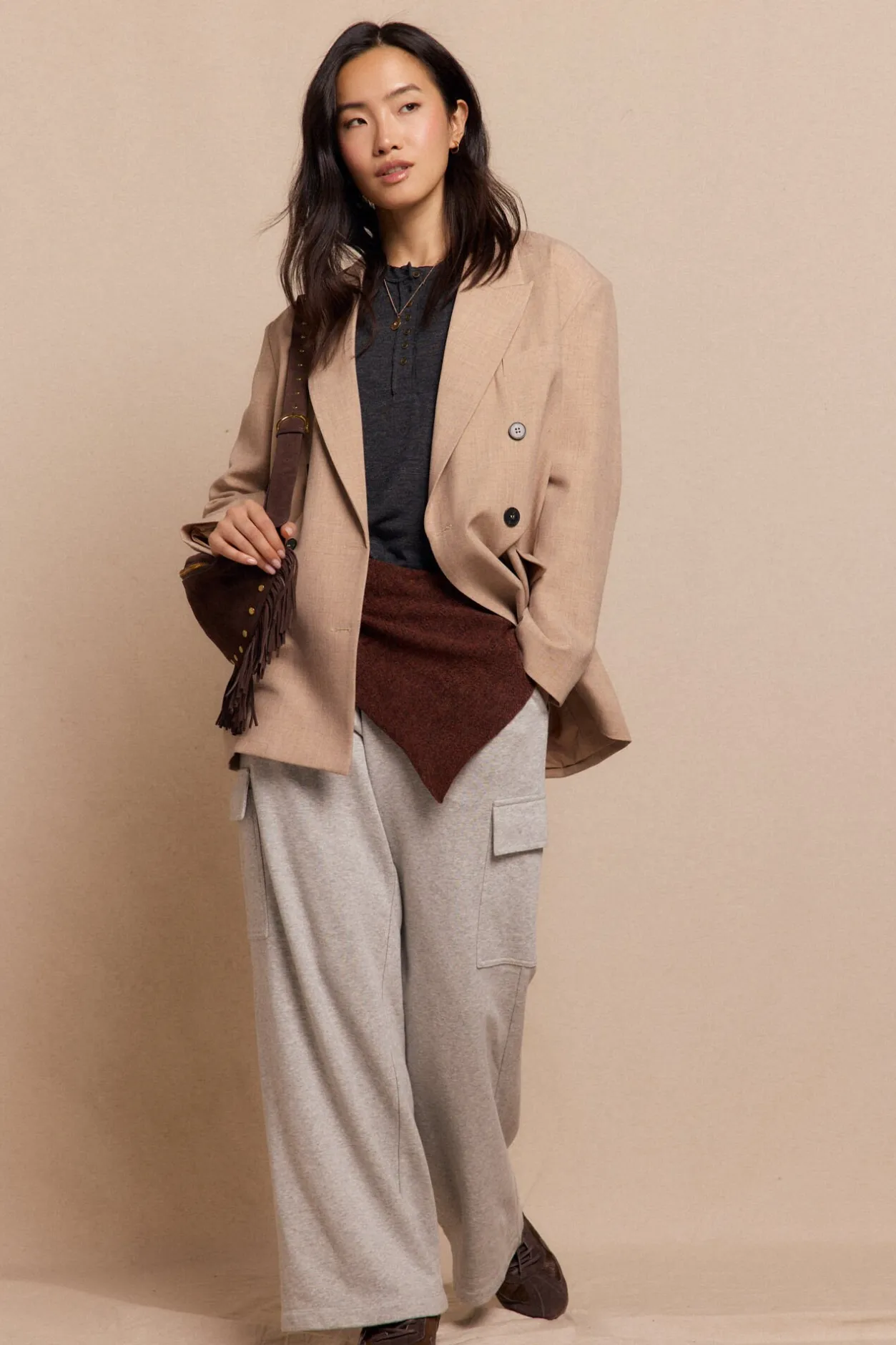 Slowlove Blazer de corte oversize Beige Sale
