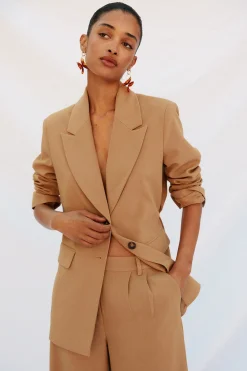 Cortefiel Blazer de cuello solapa Beige Outlet