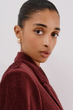 Cortefiel Blazer de mujer cruzada de pana Vino Outlet