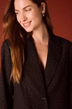 Slowlove Blazer entallada de strass. Negro Outlet