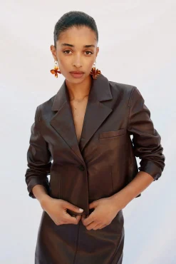 Cortefiel Blazer piel Marr&oacute;n oscuro Hot