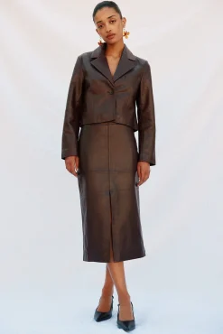 Cortefiel Blazer piel Marr&oacute;n oscuro Hot