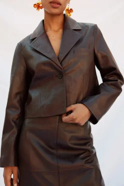 Cortefiel Blazer piel Marr&oacute;n oscuro Hot