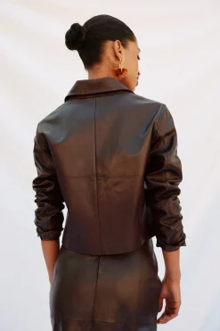 Cortefiel Blazer piel Marr&oacute;n oscuro Hot