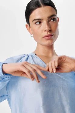 Object Blusa amplia cuello pico Azul Sale