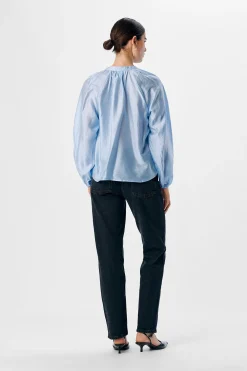 Object Blusa amplia cuello pico Azul Sale