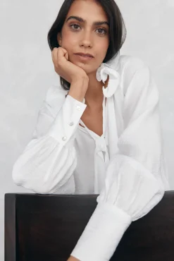 Pedro del Hierro Blusa amplia lisa Blanco Discount