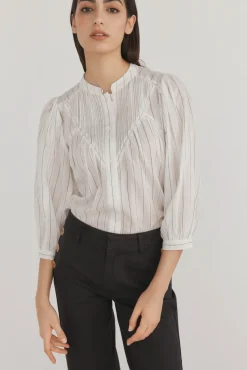 Pedro del Hierro Blusa amplia rayas Crudo