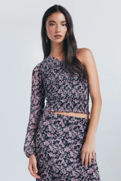 Springfield Blusa asimétrica smock negro New