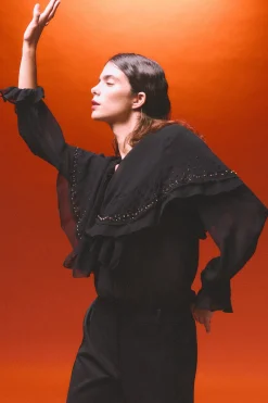 Pedro del Hierro Blusa bordada capa Negro
