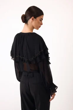 Pedro del Hierro Blusa bordada capa Negro