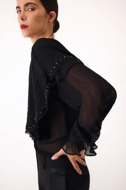 Pedro del Hierro Blusa bordada capa Negro