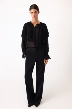 Pedro del Hierro Blusa bordada capa Negro