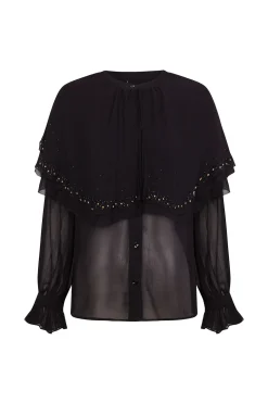 Pedro del Hierro Blusa bordada capa Negro