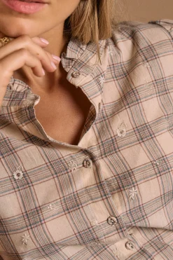 Polín Et Moi Blusa bordados Belinda Estampado beige