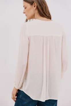 Cortefiel Blusa borlas Blanco Hot