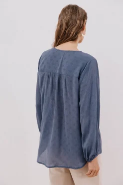 Cortefiel Blusa borlas Azul oscuro New