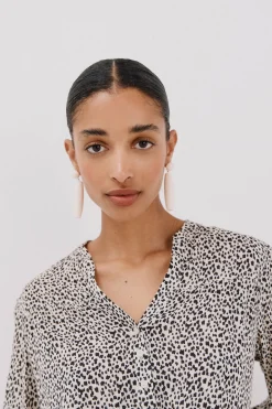 Cortefiel Blusa canesú delantro Estampado blanco Discount