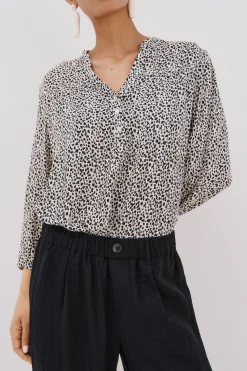 Cortefiel Blusa canesú delantro Estampado blanco Discount