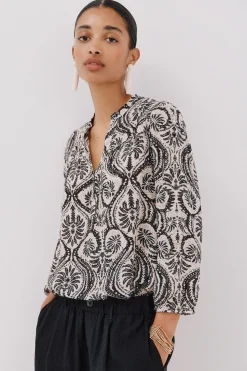 Cortefiel Blusa canesú delantro Estampado gris New