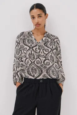 Cortefiel Blusa canesú delantro Estampado gris New